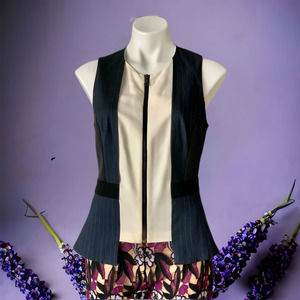 Anthropologie Sachin + Babi Pinstripe Paneled Peplum Vest Size Medium